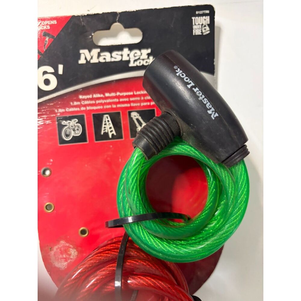 6' Master lock cables 2 with key. NEW